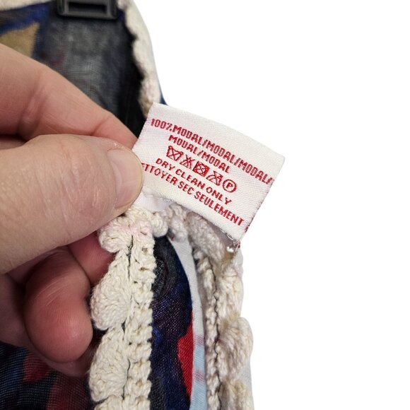 Vismaya Floral Patchwork Infinity Scarf With Lace Trim 76" Multicolor‎ Modal - Picture 4 of 7